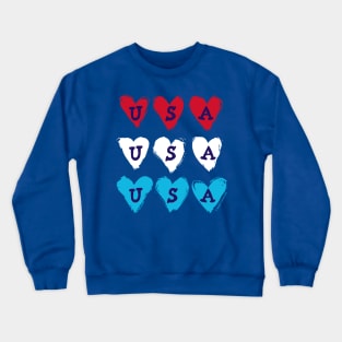 USA Hearts - patriotic USA heart American design for July 4th / Memorial Day Crewneck Sweatshirt